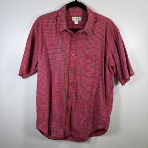 L.L. Bean Men's Casual Red Checkered Shirt XL